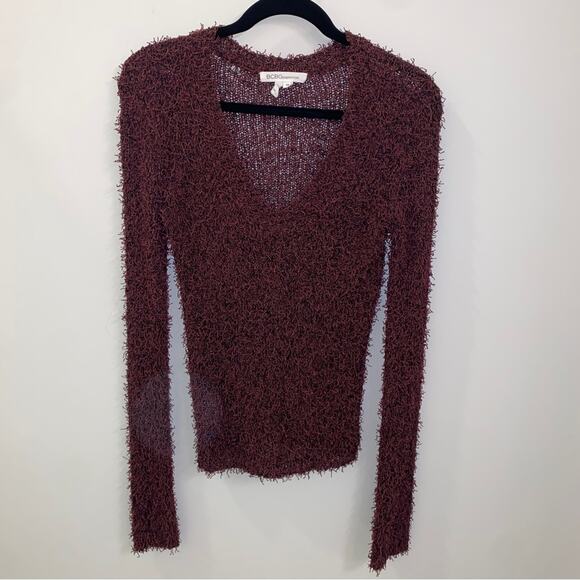 BCBGeneration Sweaters - BCBGeneration feathered eyelash loose knit Y2K sweater burgundy purple XS